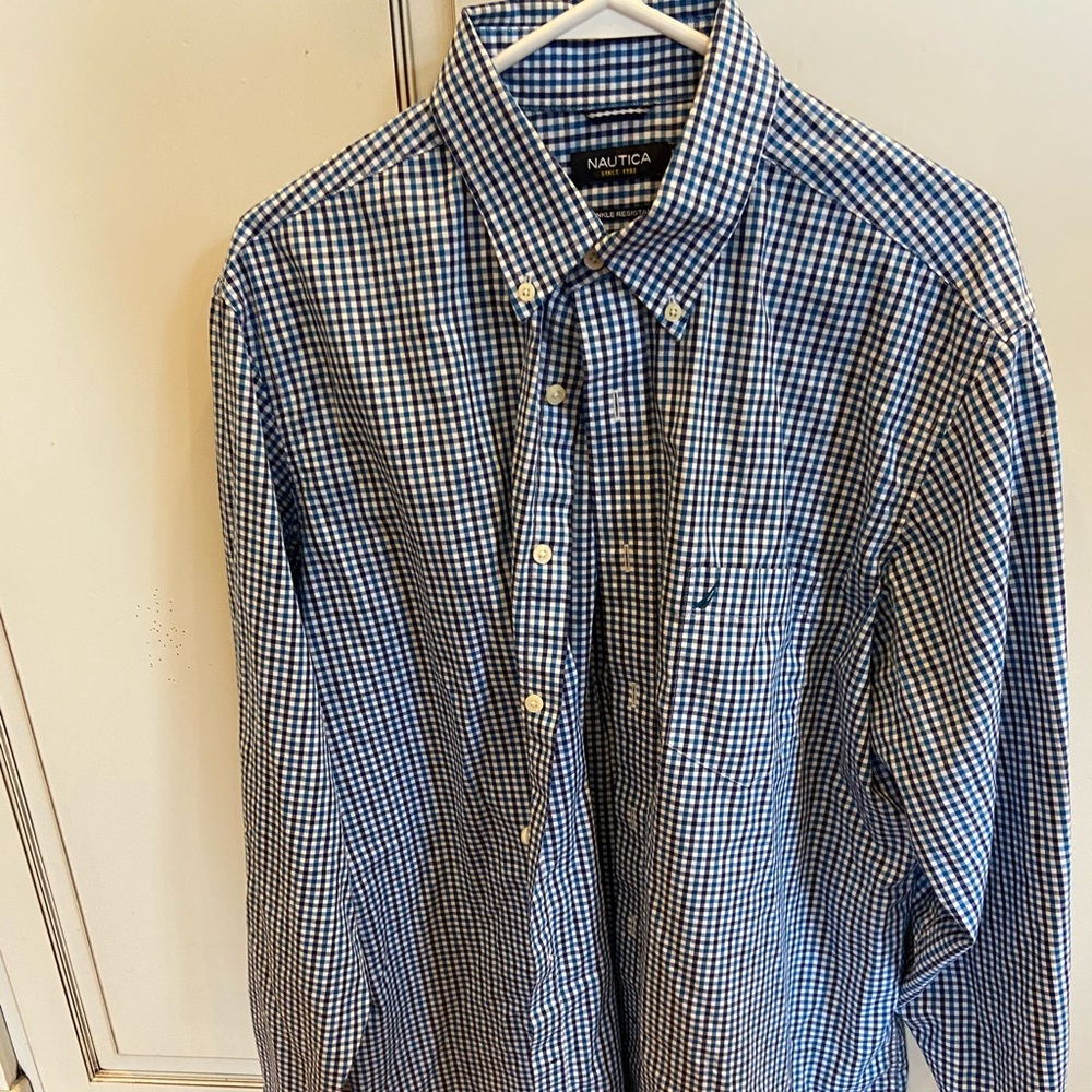 Nautica Plaid Oxford Shirt size Large